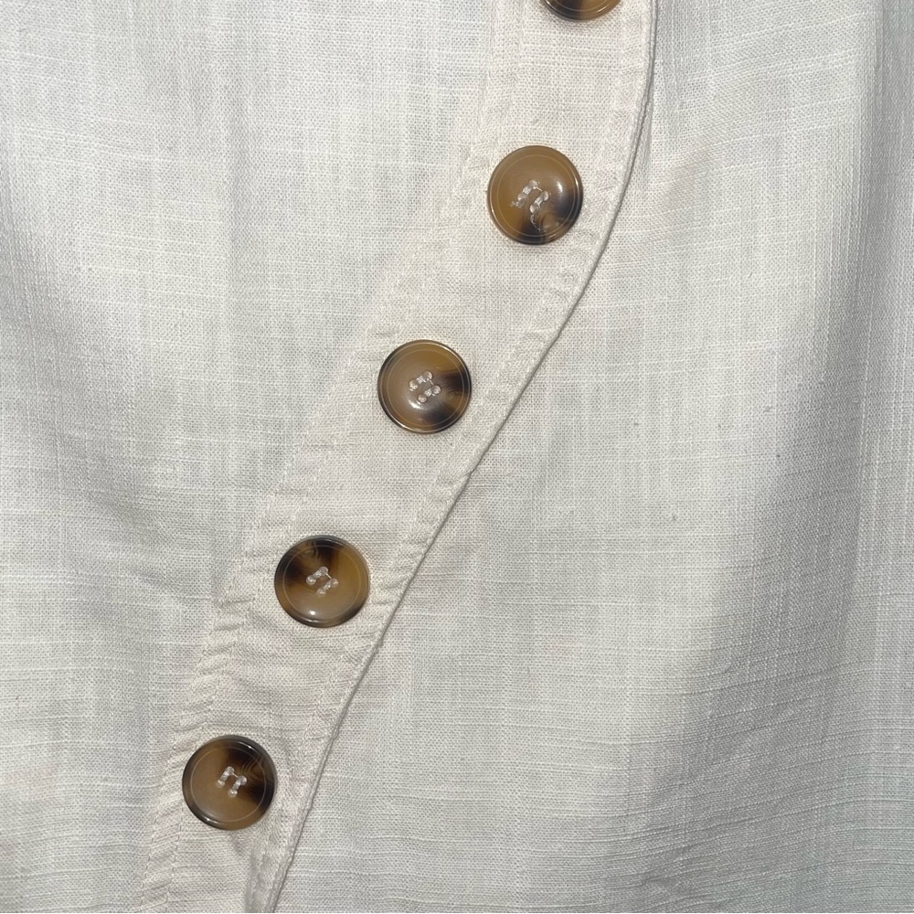 Selfie Leslie Linen Off White Ivory A-Line Skirt with Buttons Small - Picture 2 of 6
